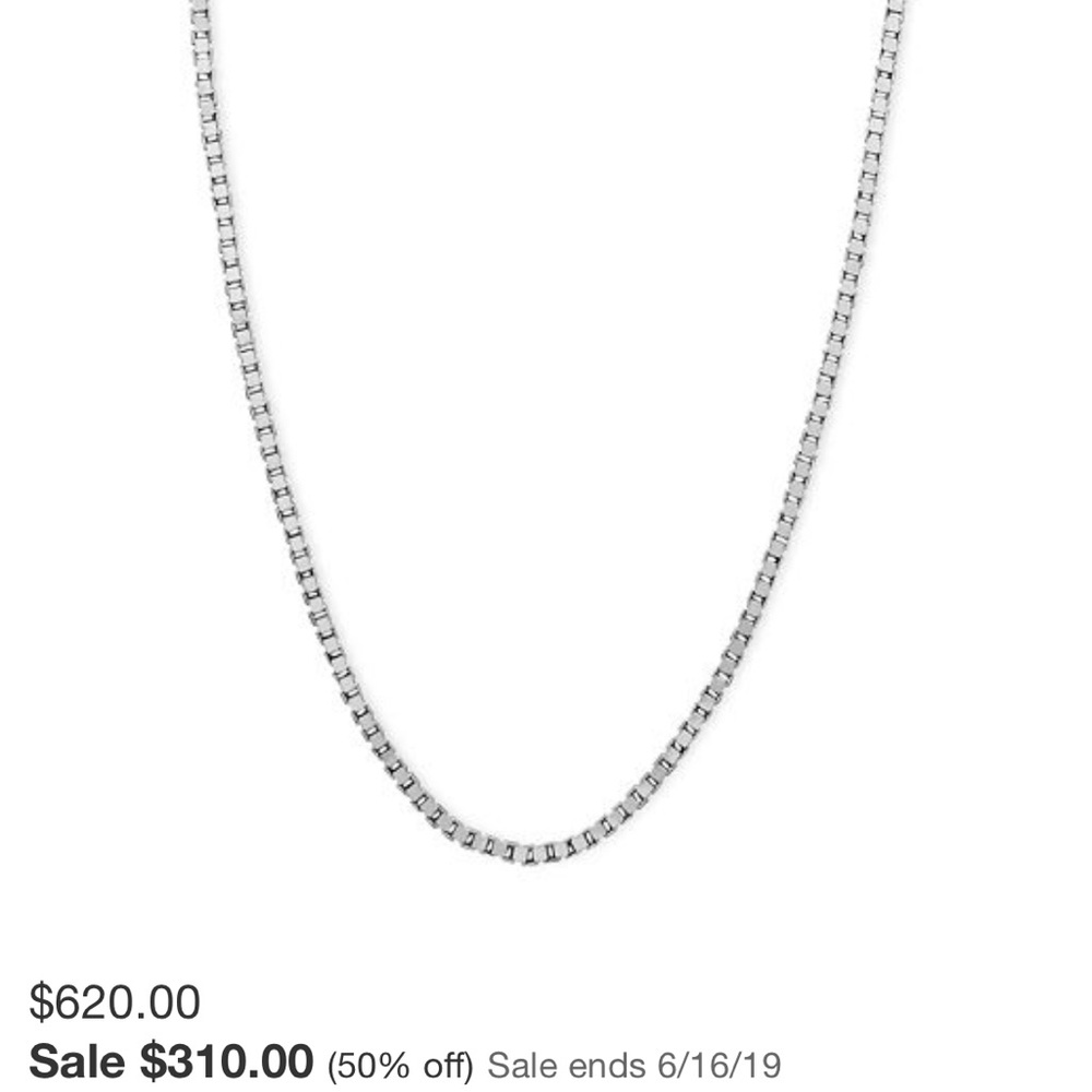 14K Italian White Gold Men’s Box Chain 20” (5/8mm)
